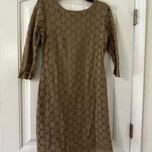 Ronni Nicole Tan Lace Long Sleeve Dress
